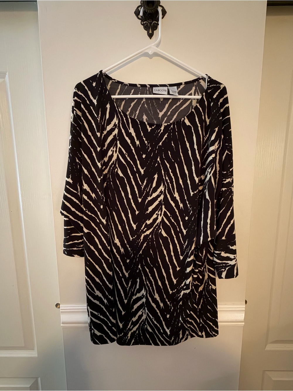 Chico's Black and White Zebra-Print Tunic Top